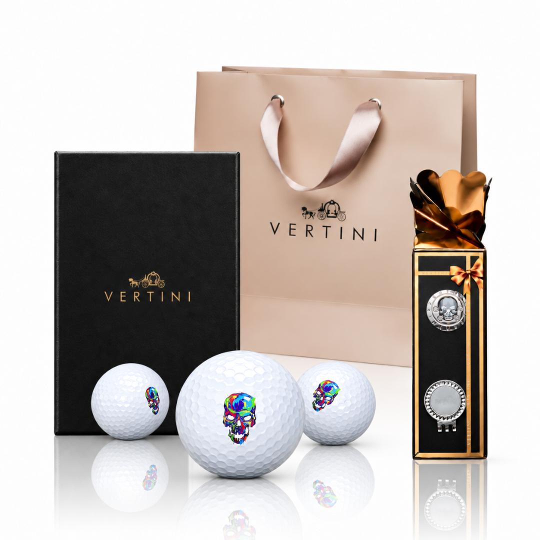 【記念品】VERTINI プレミアムゴルフマーカー (SKULL)・ゴルフボールセット (3球or6球入) ギフト プレゼント
