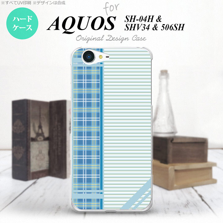 【506SH】【スマホケース/スマホカバー】【アクオス Xx3】506SH スマホケース AQUOS Xx3 506SH カバー アクオス Xx3 チェック・ボーダー 青 nk-506sh-1604【メール便送料無料】