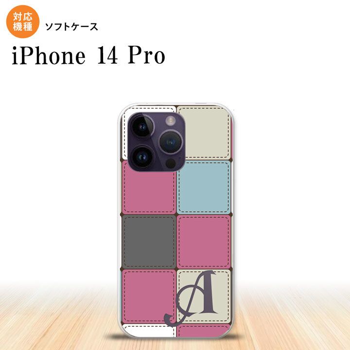 iPhone14 Pro iPhone14 Pro スマホケース 背面ケースソフトケース パッチワーク ミックスB ピンク +アルファベット 2022年 9月発売 nk-i14p-tp1672i