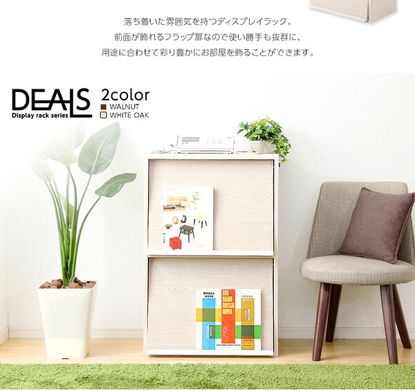 収納家具 ラック フラップ扉2枚タイプ DS60-F2--WAL ウォールナット ホームテイスト ディスプレイ シリーズ 本棚 ブック フラップ フラップチェスト