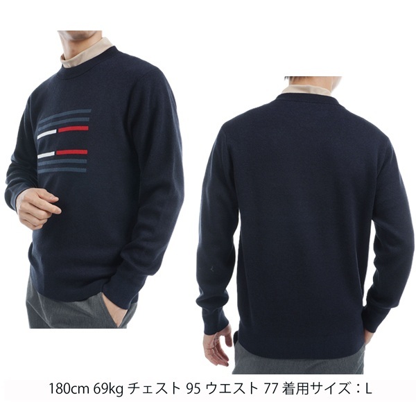 トミーヒルフィガー ゴルフ メンズ ビッグフラッグ クルーネックセーター TOMMY HILFIGER GOLF THMA459 秋冬モデル お誕生日祝い お祝い 記念品 お父さん 父の日 彼氏 男性 30代 40代 50代 60代  還暦祝い 敬老の日 人気プレゼント プレゼント