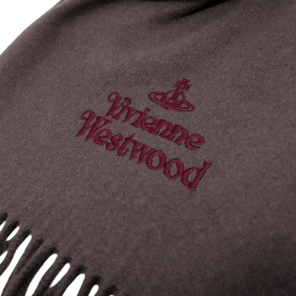ヴィヴィアン ウエストウッド マフラー レディース メンズ ウール100％ ブラウン 茶色 オーブ ロゴ刺繍 冬 誕生日 記念日 クリスマス プレゼント ギフト 母 父 彼氏 彼女 友達 Vivienne Westwood 成人 卒業 入学