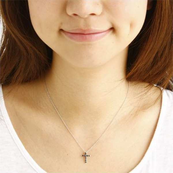 ネックレス K18 ブラックダイヤモンド 0.3ct クロス ペンダント 18金 ゴールド メンズ レディース 十字架 天然石 ジュエリー アクセサリー ギフト プレゼント