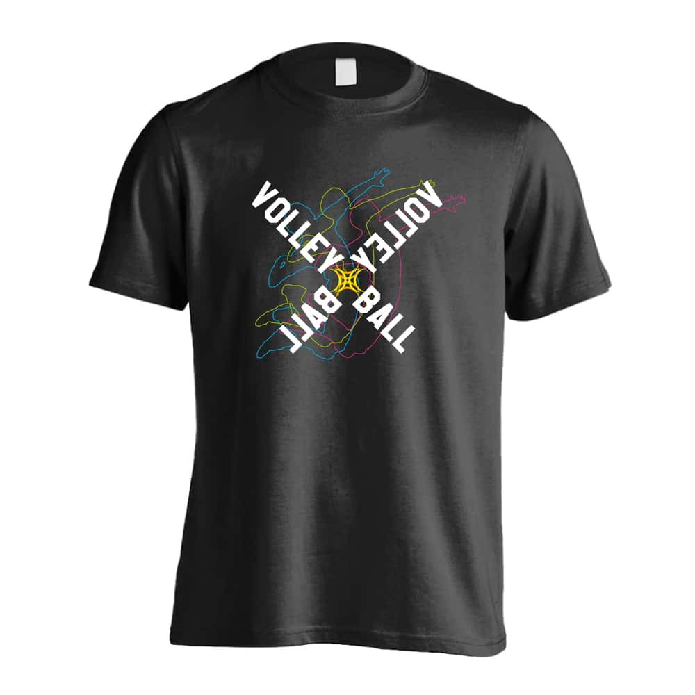 バレーボール Tシャツ 半袖 メンズ ウェア レディース 練習着 ジュニア ドライ おもしろ tシャツ 速乾 名入れ スポーツ 女子 男子 チーム おしゃれ 文字入れ 「ネオンスタイルのクロスVOLLEYBALL」 アートワークスコウベ 【送料無料】