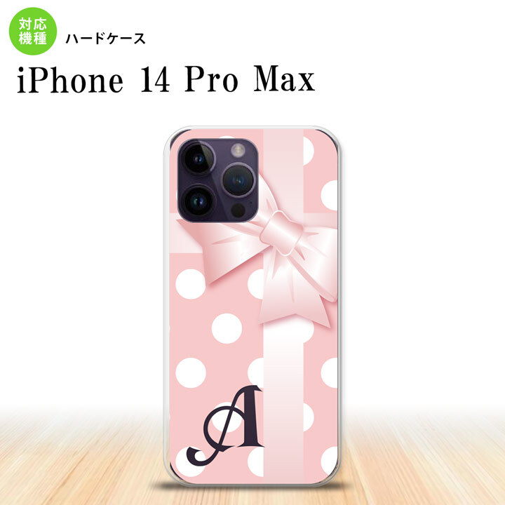 iPhone14 ProMax iPhone14 Pro Max スマホケース 背面ケース ハードケース ドット リボン ピンク +アルファベット 2022年 9月発売 nk-i14pm-303i