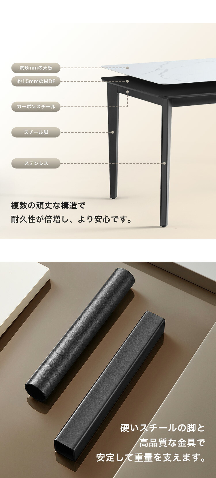 ダイニング家具 光沢天板ダイニングテーブル＆チェア 7点セット 140cm
