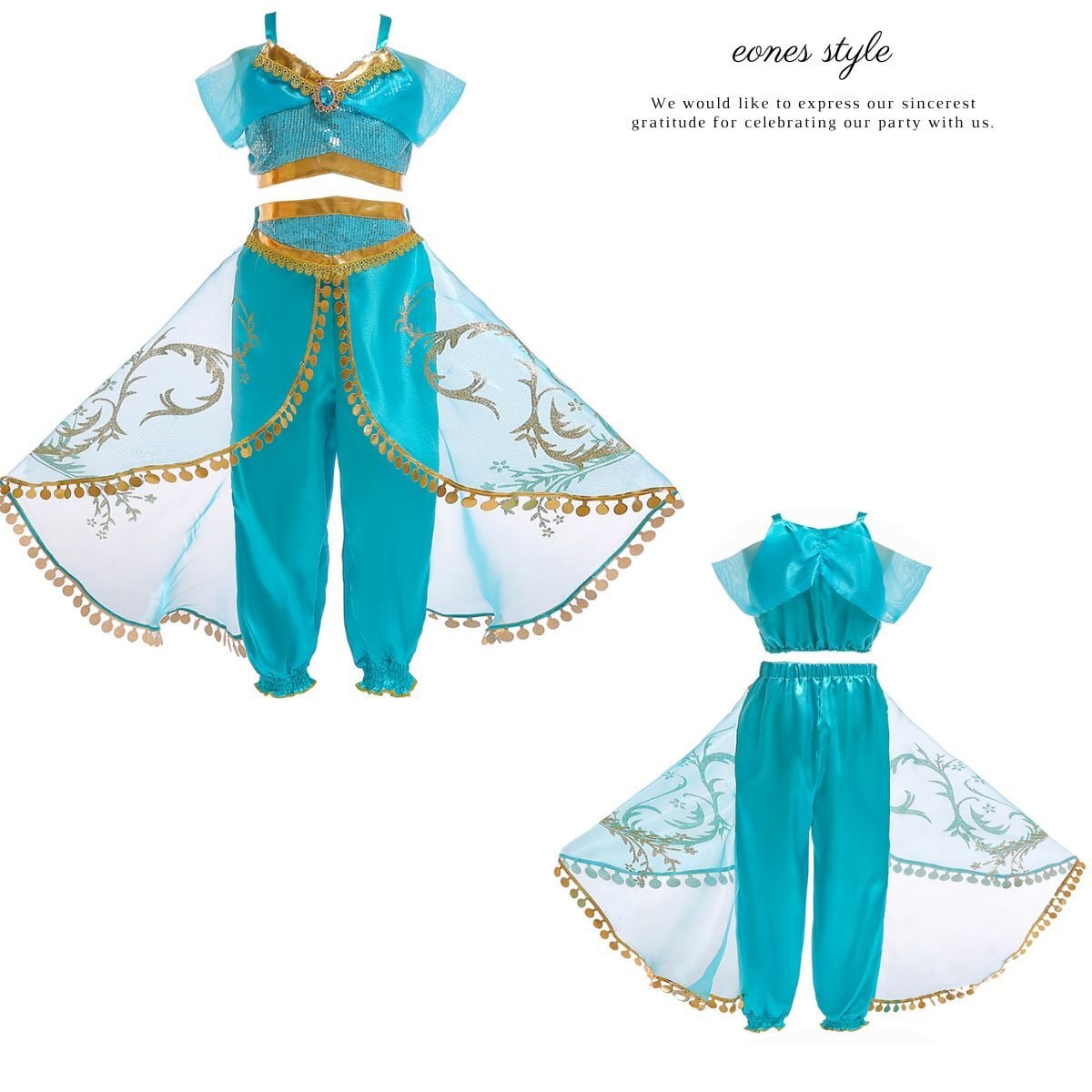 ジャスミン 衣装 子供 アラジン プリンセス ドレス 子供用 ハロウィン クリスマス 仮装 コスプレ アラビアン 女の子 ダンス衣装 お姫様 仮装 なりきり コスチューム TDL パーティー  舞台 誕生日 プレゼント ギフト ビスチェ パンツ ヘアバンド ティアラ 4点セット