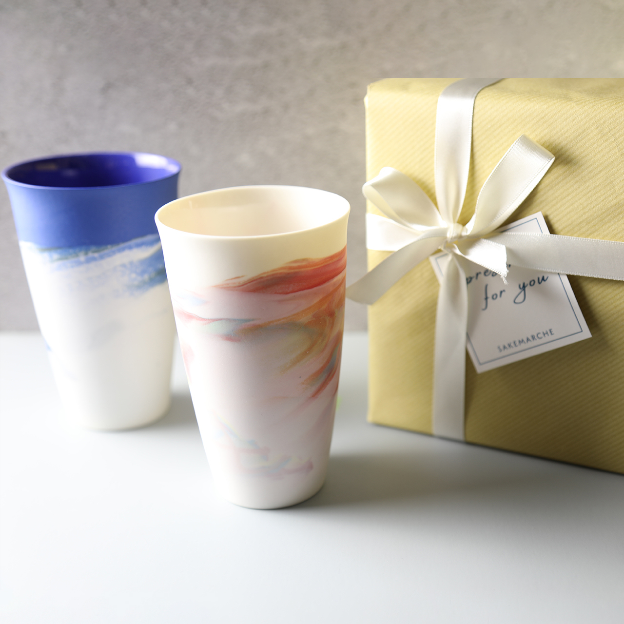 【手に馴染むうすはりグラス　セット　marble　300ml　北川和喜】　酒器 和食器 薄い ドリンクグラス 家飲み グッズ タンブラー おしゃれ ビアグラス ビール ギフト プレゼント 結婚祝い 引き出物 お祝い 内祝い 日本製 定番 人気