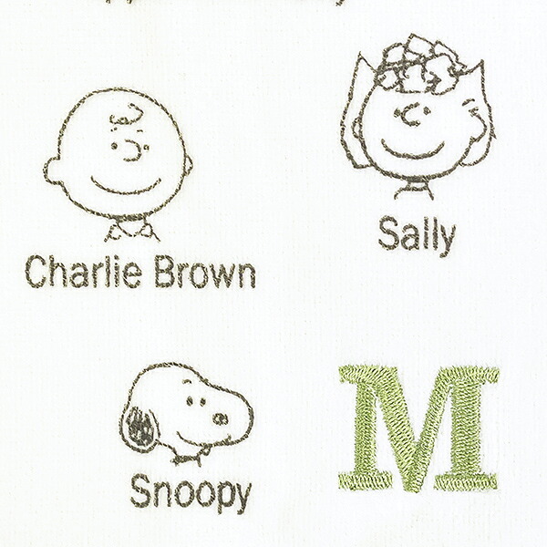 スヌーピー イニシャルミニタオル (M) アイボリー ハンカチ SNOOPY