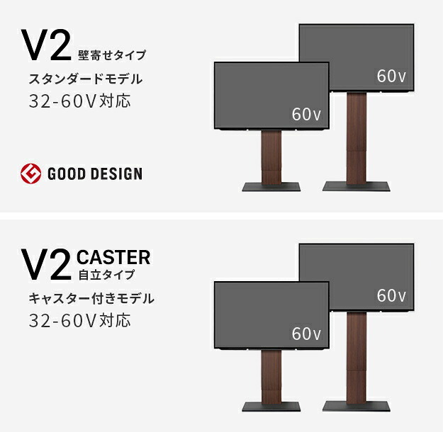 WALLインテリアテレビスタンドV2 ロータイプ 32~60v対応 壁寄せテレビ台 テレビボード TVスタンド 背面収納 コード収納 ホワイト 白 ブラック 黒 ウォールナット ブラウン 震度7耐震試験済み グッドデザイン賞受賞 テレビ台 新生活