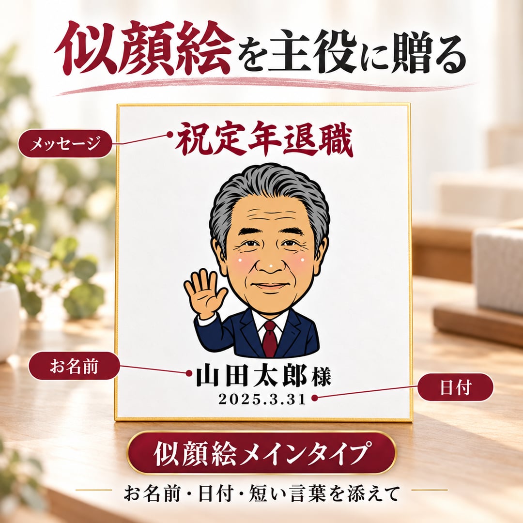 似顔絵 色紙 寄せ書き 写真から作る オーダーメイド 選べる3種類の似顔絵タッチ 名入れ メッセージ 色紙包み付き 退職祝い 還暦祝い 誕生日 卒業祝い 送別会 上司 先生 プレゼント ギフト