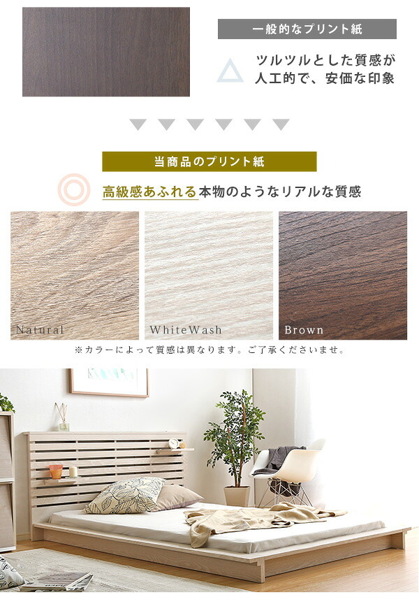 可動棚付きフロア シングル フレーム、ロースタイル、スリムヘッドボード Elfom エルフォム