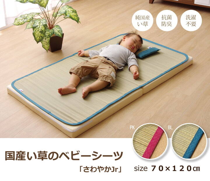 い草 シーツ い草シーツ ベビー キッズ ジュニア 寝ござ 『さわやか ネゴザ』 約70×120cm お子様にも安心 国産い草シーツ さわやかネゴザ 抗菌 防臭 綿 ラグ マット インテリア 敷物 綿100% やわらか 肌触り 耐久性 吸湿 弾力 ブルー 入学祝い