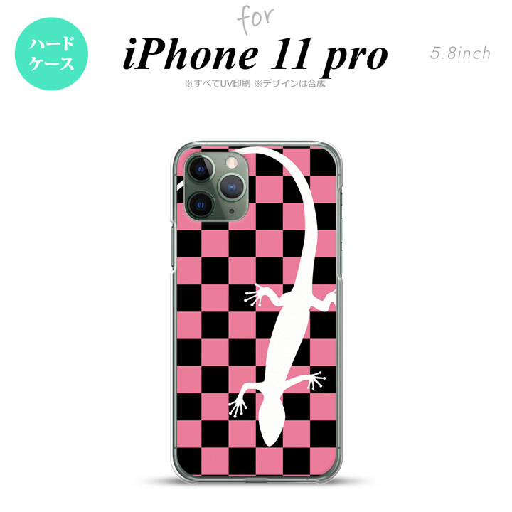 iPhone11Pro iPhone11 Pro スマホケース ハードケース トカゲ 市松 ピンク メンズ レディース nk-i11p-863