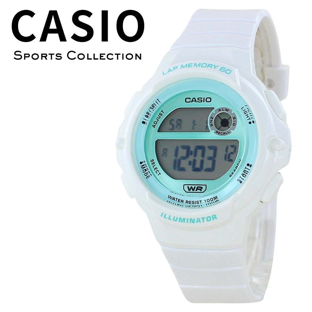 箱なし カシオ 腕時計 レディース CASIO ホワイト グリーン ミント デジタル 海外モデル 逆輸入 100m防水 ストップウォッチ タイマー アラーム LEDライト スポーツ ランニング 軽量 誕生日 母の日 プレゼント ギフト 成人 卒業 入学