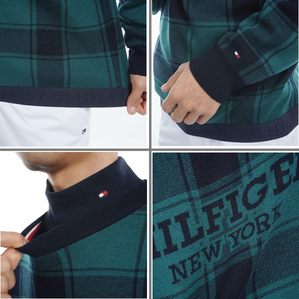 トミーヒルフィガー ゴルフ メンズ バッファローチェックジャカード クルーネックセーター TOMMY HILFIGER GOLF THMA478 秋冬モデル お誕生日祝い お祝い 記念品 お父さん 父の日 彼氏 男性 30代 40代 50代 60代  還暦祝い 敬老の日 人気プレゼント プレゼント