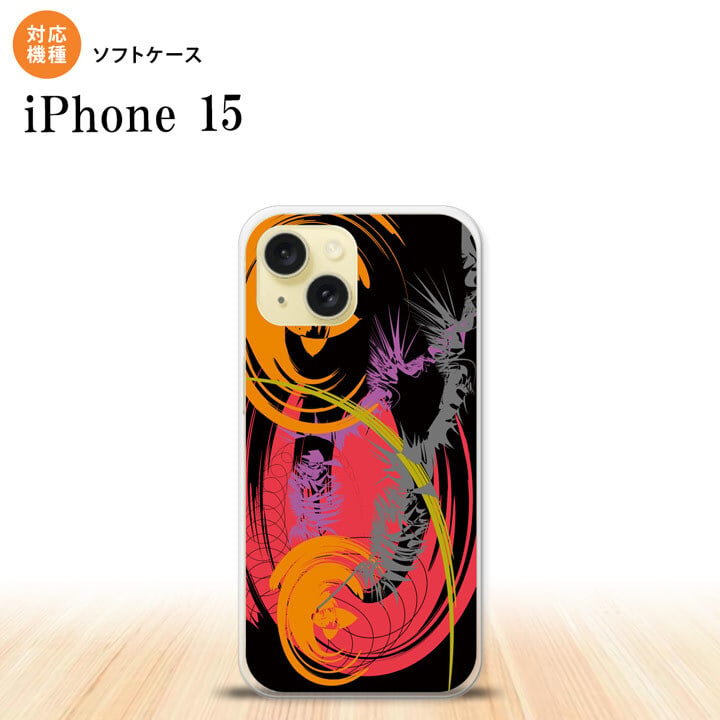 iPhone15 iPhone15 スマホケース 背面ケースソフトケース アート 黒