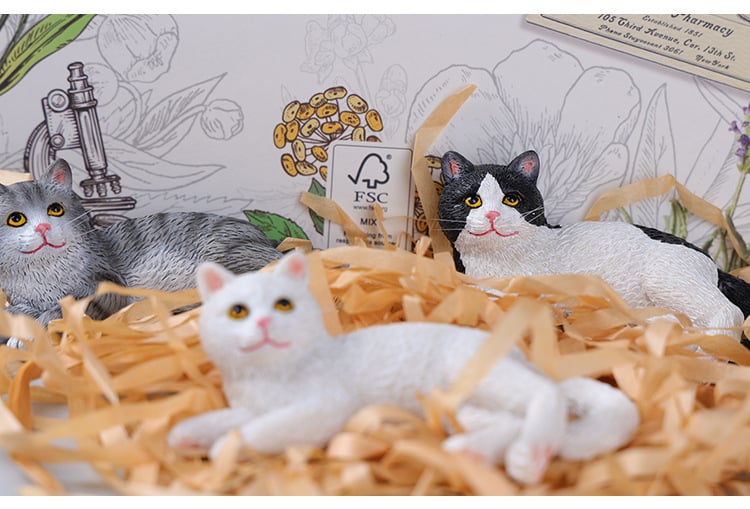 猫 置物 2個セット ミニチュア ねこ ネコ オブジェ 樹脂製 かわいい アニマル 車載 インテリア ダッシュボード 卓上 飾り 小型 デコレーション 雑貨 プレゼント