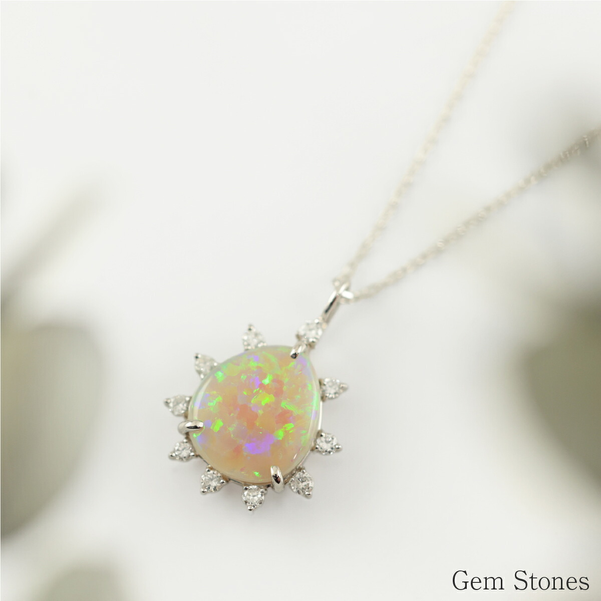 オパール ネックレス 1.205ct ダイヤモンド プラチナ Pt900 ペンダント シンプル エレガント 上品 レディース 宝石 ダイヤ 一粒 一石 ジュエリー 10月 誕生石 プレゼント