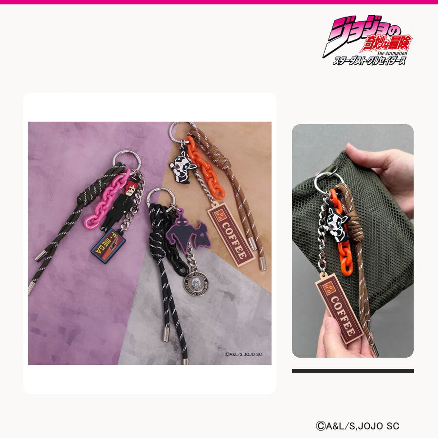 outdoor products ジョジョの奇妙な冒険 パラコードキーホルダー キーホルダー ストラップ レディース メンズ ギフト プレゼント ブラック jo06 ODJO40