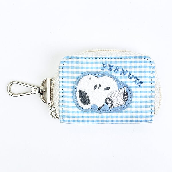 スヌーピー スマートキーケース ブルー サガラワッペンチェック SNOOPY