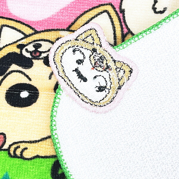 クレヨンしんちゃん 柴犬 刺繍ハンドタオル