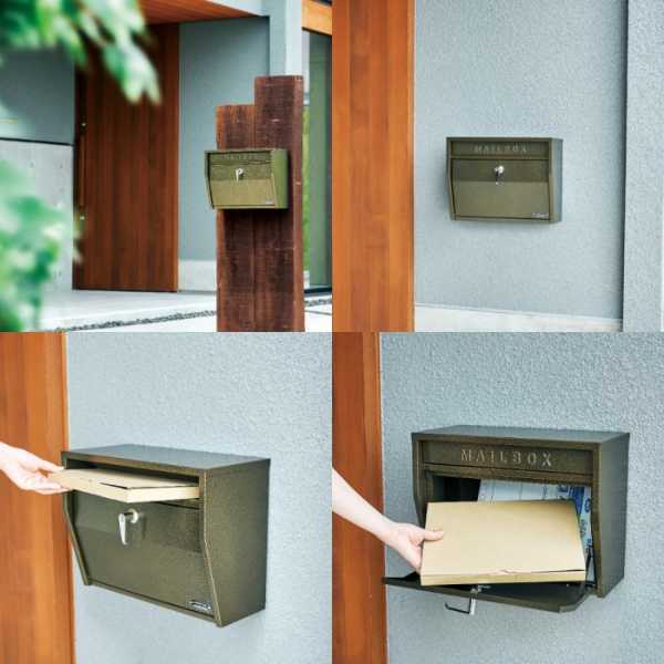 壁掛けポスト 郵便受け 郵便ポスト おしゃれ 北欧 鍵付き ガルバリウム鋼板 ハンマートーン ブロンズ 玄関 外構 エクステリア 新築 リフォーム S24-0521-BZ セトクラフト