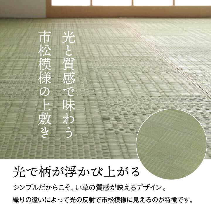 夏ラグ 夏用カーペット 純国産 い草 上敷き カーペット 格子柄 江戸間6畳(約261×352cm）