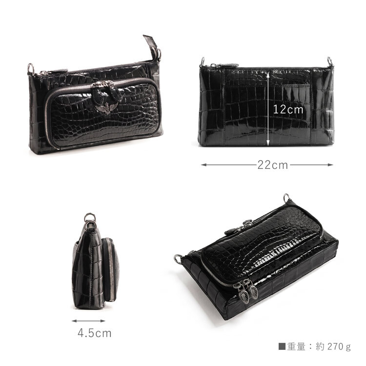 クロコダイル 2WAY ミニバッグ シャイニング加工 お財布バッグ お財布ショルダー レディース 小さめ 軽量 お財布ポシェット 革 本革 ショルダーバッグ ギフト プレゼント 4FA (06000865r)