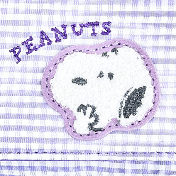 スヌーピー 三つ折り財布 パープル サガラワッペンチェック SNOOPY 送料込み