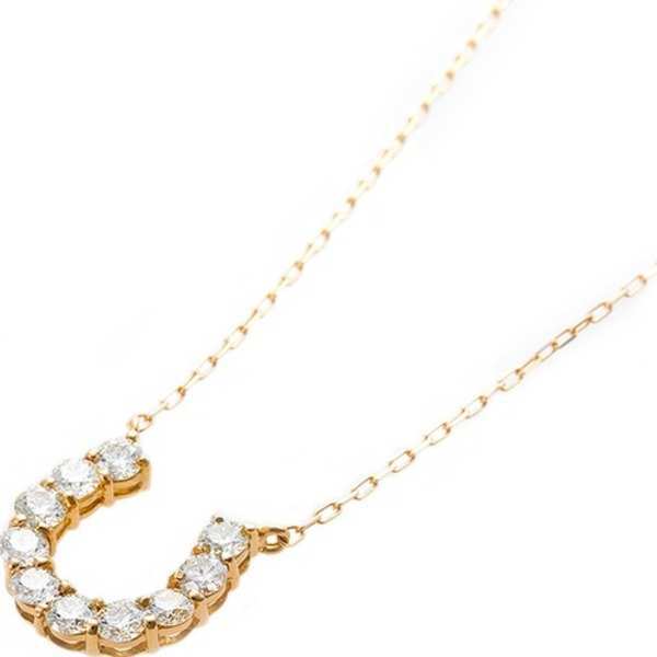 ダイヤモンド ネックレス 0.5ct K18 イエローゴールド 馬蹄 ペンダント 鑑別カード付 レディース ジュエリー アクセサリー 18金 ダイヤ 天然石 ギフト プレゼント 記念日 誕生日