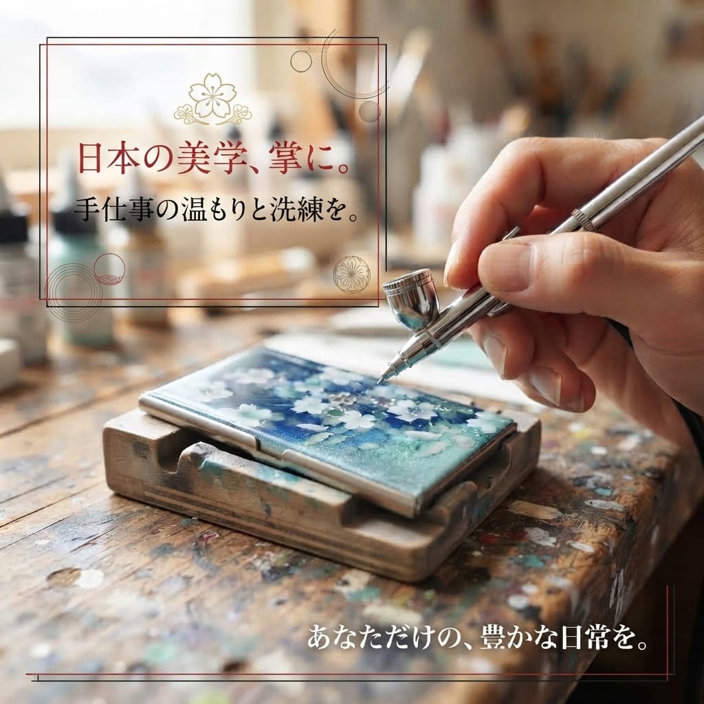 名刺入れ『間』和柄 和風 カードケース 夜桜 伝統工芸 職人 手作り 名入れ 記念日 誕生日 ギフト 送料無料 和風 ハンドメイド 立体彩色 螺鈿風 20代 40代 50代 プレゼント お祝い 還暦 退職 卒業