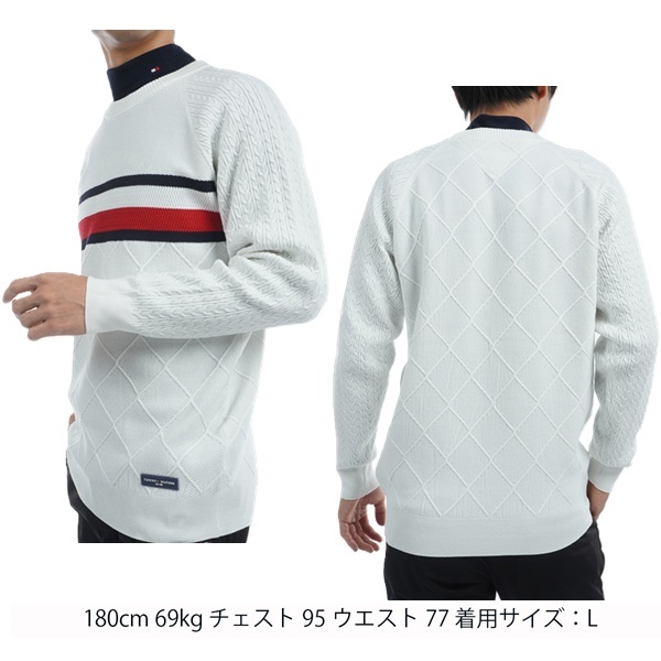 トミーヒルフィガー ゴルフ メンズ シグネチャーストライプ クルーネックセーター TOMMY HILFIGER GOLF THMA473 秋冬モデル お誕生日祝い お祝い 記念品 お父さん 父の日 彼氏 男性 30代 40代 50代 60代  還暦祝い 敬老の日 人気プレゼント プレゼント