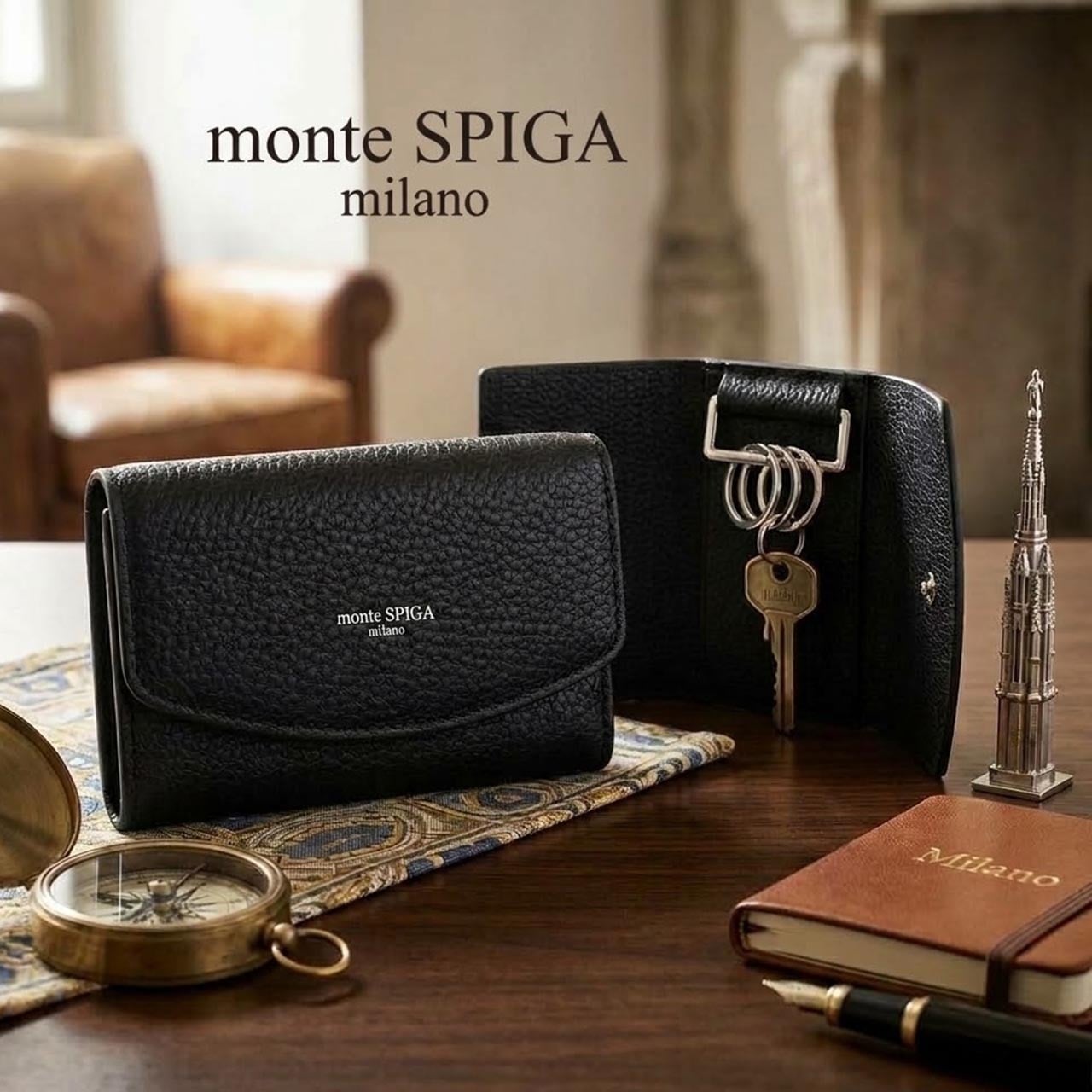 モンテスピガ　monte SPIGA　キーケース　MOSMSP601BK　ブラック　黒　シュリンクレザー　牛革　キーリング