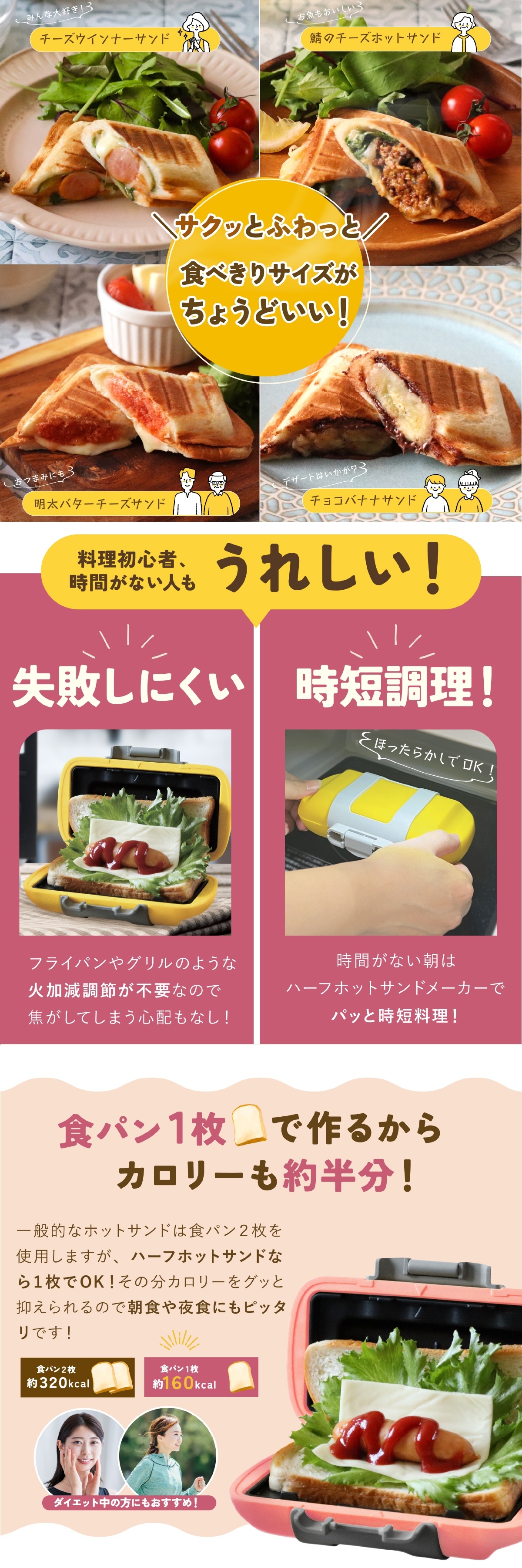 ハーフホットサンドメーカー 電子レンジ ホットサンドメーカー 食パン1枚 レンジクック 電子レンジ調理器 レンジで焼ける 1枚焼き ホットサンド 朝食 時短調理 簡単調理 レシピ付き キッチン用品 調理器具 一人暮らし 新生活 料理 ギフト プレゼント