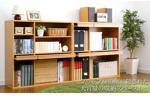 収納家具 ラック 魅せて隠す収納 ディスプレイ GR-FR-2P--WH ホワイト ホームテイスト リビング 本棚書棚 2個セット フラップ扉収納