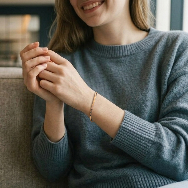 ブレスレット つけっぱなし レディース 刻印 ステンレス 金属アレルギー ブランド 大人 ダイヤモンド シンプル IDプレート ボックスチェーン ローズゴールドカラー 金アレ サージカルステンレス クリスマス 誕生日 記念日 母の日 プレゼント テラグラティア Terra-gratia【lstb015rg】単品