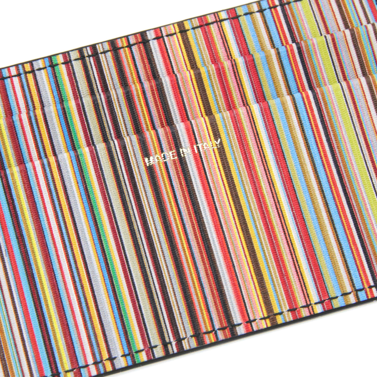 ポールスミス カードケース Paul Smith 名刺入れ カード入れ パスケース メンズ レザー ブラック マルチストライプ M1A-4768-DMULTI 79 【ラッピング無料 誕生日 お祝い プレゼント ギフト 贈り物】 送料無料