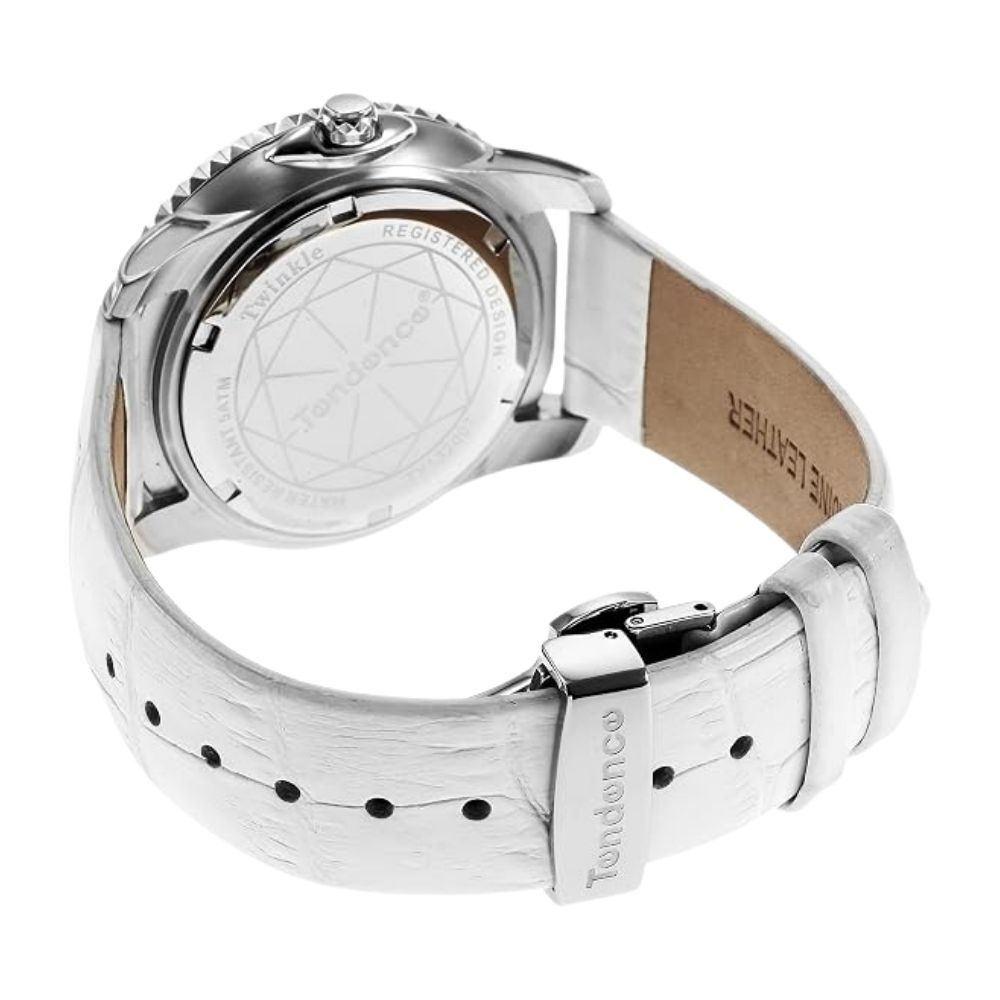 テンデンス 腕時計 レディース トゥインクル ホワイト 41mm キラキラ クリスタル レザー 白 TENDENCE Twinkle クオーツ 5気圧防水 プレゼント ギフト 成人 卒業 入学