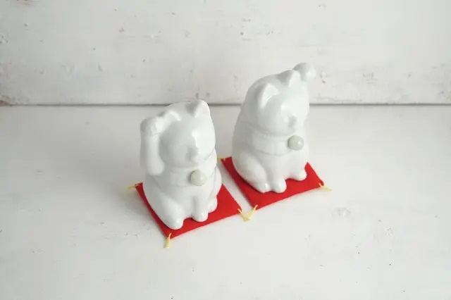 【組み合わせは144通り！セミオーダーできる招き猫】Jeramic MANEKINEKO / 白 / ペアセット / ギフトボックス付き / 瀬戸焼 置物【送料無料（北海道・沖縄を除く）】