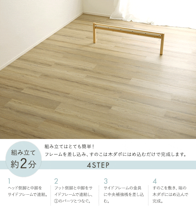 ベッド 寝具 2分で完成！組立簡単 ハイタイプ【Trans-トランズ-】(セミダブル)