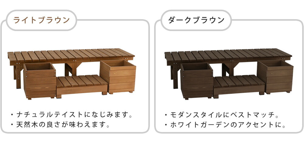 ウッドデッキ ユニット縁台ベンチ hiyori ひより プランターセット 幅174・奥行55 ウッドデッキ 簡単組立 縁側 DIY 木製 天然木 庭 ベランダ マンション おしゃれ ガーデン 屋外 家具 ブラウン ダークブラウン アウトドアリビング 小型