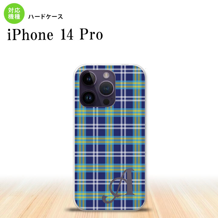 iPhone14 Pro iPhone14 Pro スマホケース 背面ケース ハードケース チェック B 青 +アルファベット 2022年 9月発売 nk-i14p-438i
