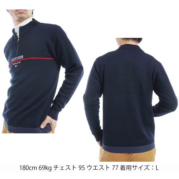 トミーヒルフィガー ゴルフ メンズ フロントロゴ ハーフジップ モックネックセーター TOMMY HILFIGER GOLF THMA472 秋冬モデル お誕生日祝い お祝い 記念品 お父さん 父の日 彼氏 男性 30代 40代 50代 60代  還暦祝い 敬老の日 人気プレゼント プレゼント