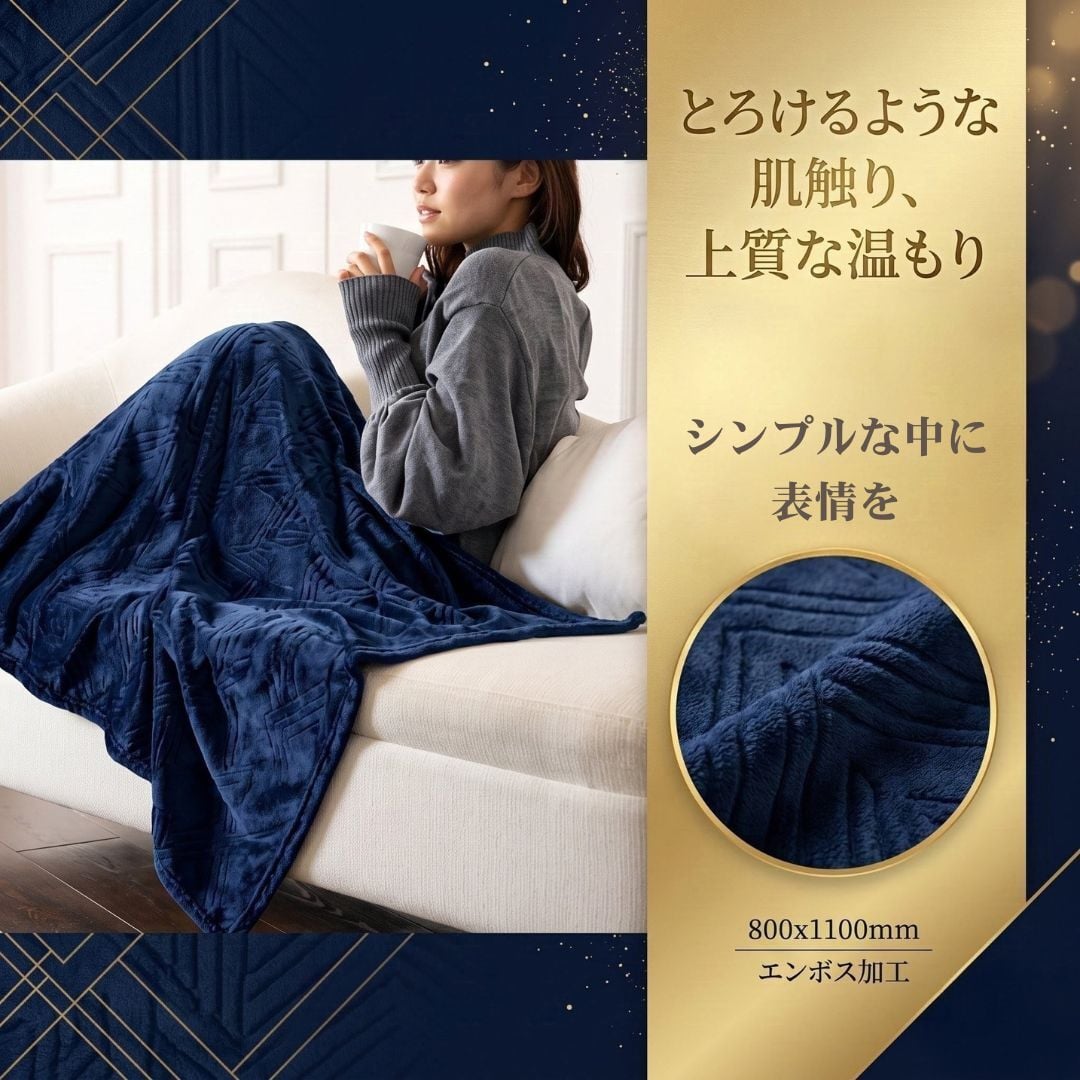 【36個セット】グランゴールド 大判キラリスブランケット 毛布 ひざ掛け 防寒 防寒具 あったか 暖かい 保温 冷え対策 冬用 フリース ポリエステル ネイビー 紺 大判 ひざかけ お昼寝 オフィス 車 ギフト 贈り物 プレゼント 景品 記念品 贈答品 化粧箱 箱入り