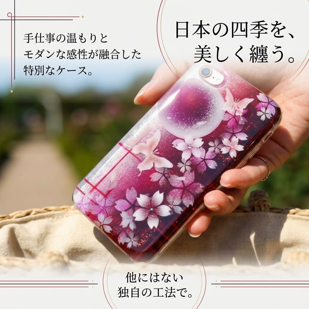【全機種対応】スマホケース『雨』名入れ 送料無料 和柄 和風 桜 職人 伝統工芸 ハンドメイド ハードケース 手帳型 iPhone 17 Xperia AQUOS Android 各機種対応