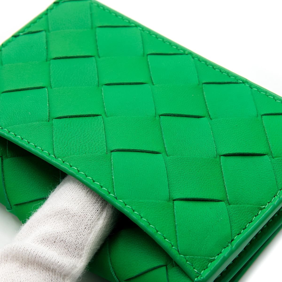ボッテガヴェネタ BOTTEGA VENETA カードケース 名刺入れ メンズ レディース イントレチャート 本革 レザー パラキート グリーン 緑 スナップボタン ビジネスカードケース 667141 V3UH2 3722