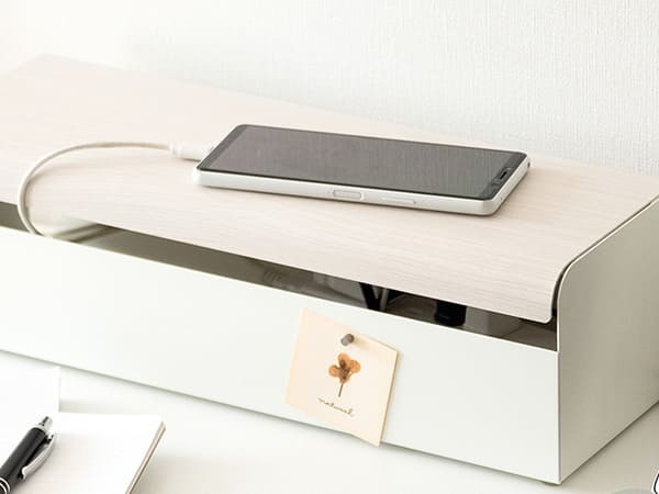 デスク チェア コードボックス 幅38×奥行き13×高さ11cm スチール 完成品 ブラウン ナチュラル ホワイト 配線ボックス 配線 コード 隠し 延長コード 収納 ボックス配線ボックス ボックス 新生活