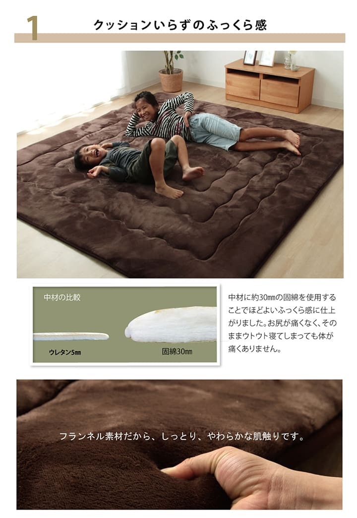 こたつ敷き布団 ラグ 正方形 幅広ラグ 約220×220cm こたつ敷布団 こたつ敷きマット コタツ敷布団 こたつマット 冬用敷物 こたつ用敷布団 敷き布団単品 こたつ用品 あったか リビング 和室 敷きふとん 冬物 暖房用品 寝具 寝室用品 インテリア