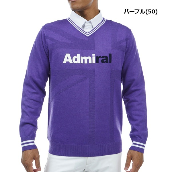アドミラル ゴルフ メンズ UJジャカード　Vネックセーター ADMIRAL GOLF ADMA369 秋冬モデル お誕生日祝い お祝い 記念品 お父さん 父の日 彼氏 男性 30代 40代 50代 60代  還暦祝い 敬老の日 人気プレゼント プレゼント